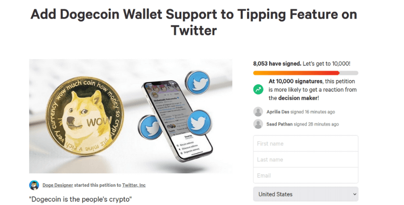 Change.org petition on Dogecoin- The Coin Leaks