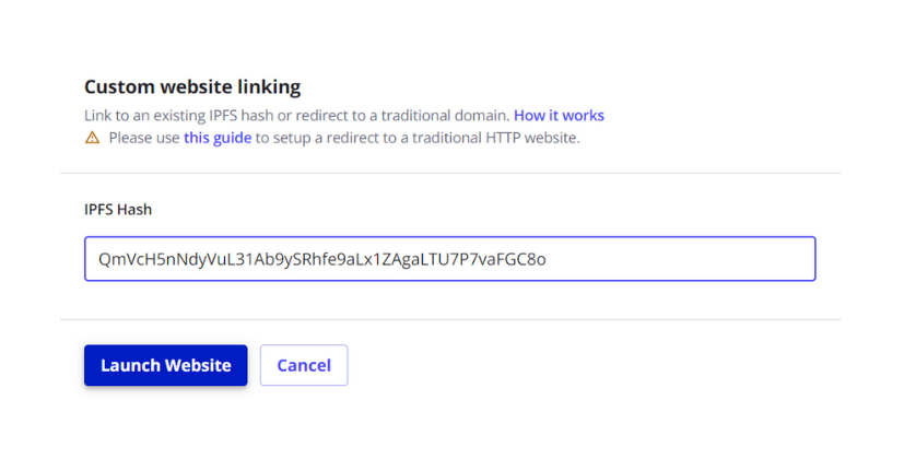 Upload hash to unstoppable domain