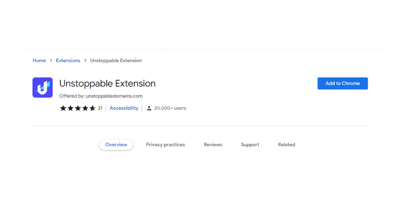 unstoppable domain Google chrome extention 